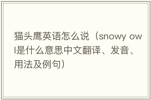 貓頭鷹英語(yǔ)怎么說(shuō)（snowy owl是什么意思中文翻譯、發(fā)音、用法及例句）
