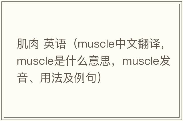 肌肉 英語(yǔ)（muscle中文翻譯，muscle是什么意思，muscle發(fā)音、用法及例句）