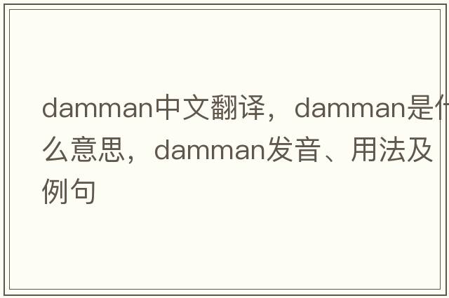 Damman中文翻譯，Damman是什么意思，Damman發(fā)音、用法及例句