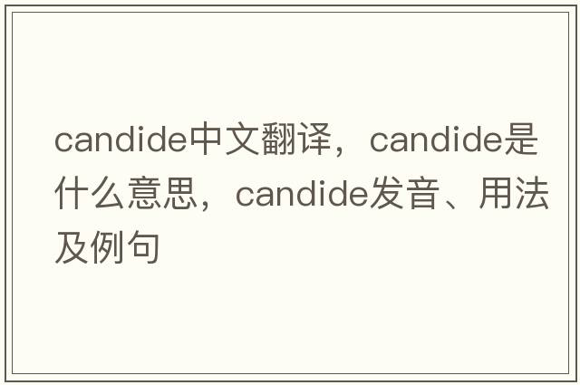 candide中文翻譯，candide是什么意思，candide發(fā)音、用法及例句