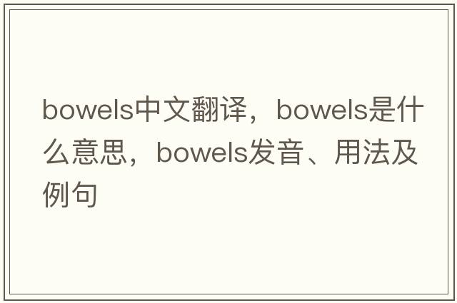 bowels中文翻譯，bowels是什么意思，bowels發(fā)音、用法及例句