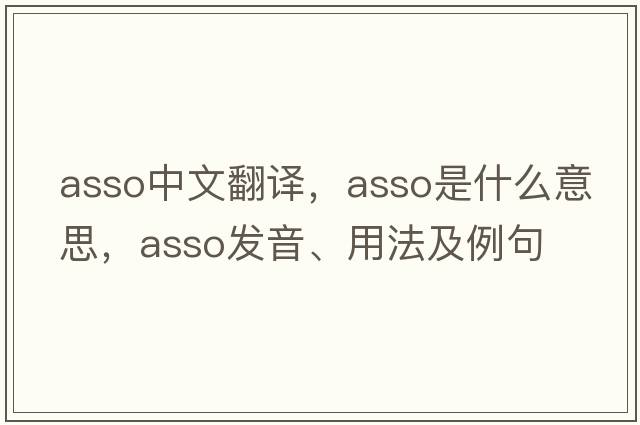 ASSO中文翻譯，ASSO是什么意思，ASSO發(fā)音、用法及例句