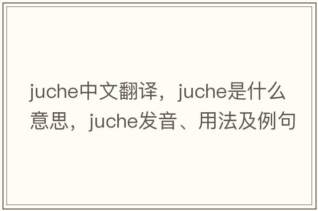 juche中文翻譯，juche是什么意思，juche發(fā)音、用法及例句