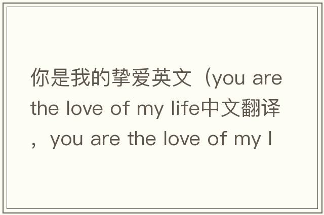 你是我的摯愛(ài)英文（you are the love of my life中文翻譯，you are the love of my life是什么意思，you are the love of my lif