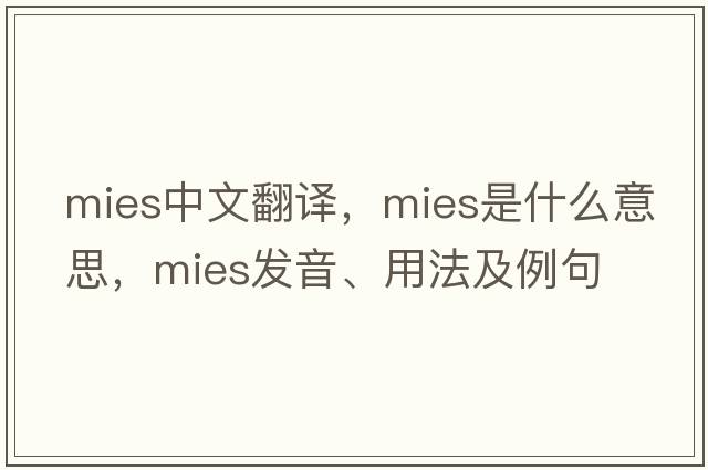 Mies中文翻譯，Mies是什么意思，Mies發(fā)音、用法及例句