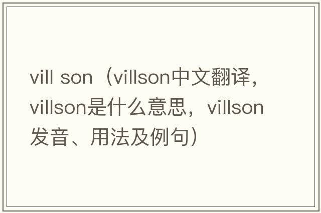 vill son（villson中文翻譯，villson是什么意思，villson發(fā)音、用法及例句）