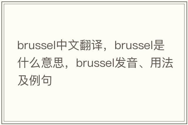 Brussel中文翻譯，Brussel是什么意思，Brussel發(fā)音、用法及例句