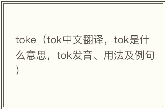 toke（TOK中文翻譯，TOK是什么意思，TOK發(fā)音、用法及例句）