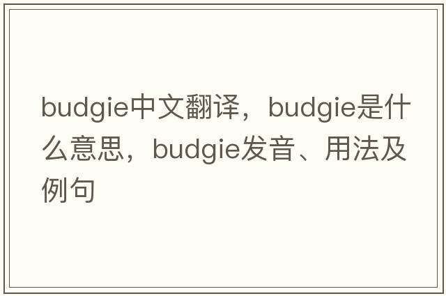 budgie中文翻譯，budgie是什么意思，budgie發(fā)音、用法及例句