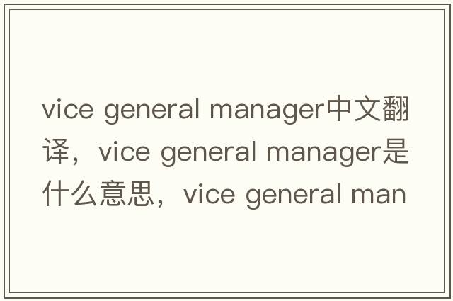 vice general manager中文翻譯，vice general manager是什么意思，vice general manager發(fā)音、用法及例句