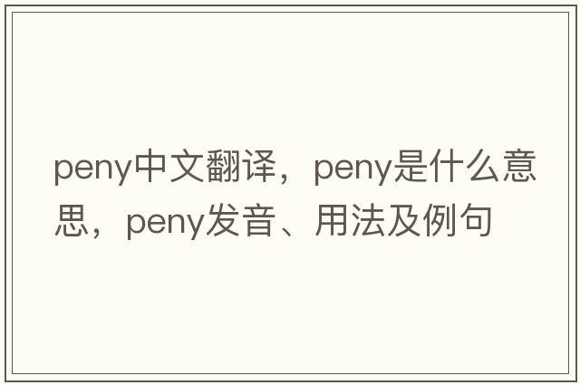 Peny中文翻譯，Peny是什么意思，Peny發(fā)音、用法及例句