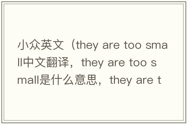 小眾英文（they are too small中文翻譯，they are too small是什么意思，they are too small發(fā)音、用法及例句）
