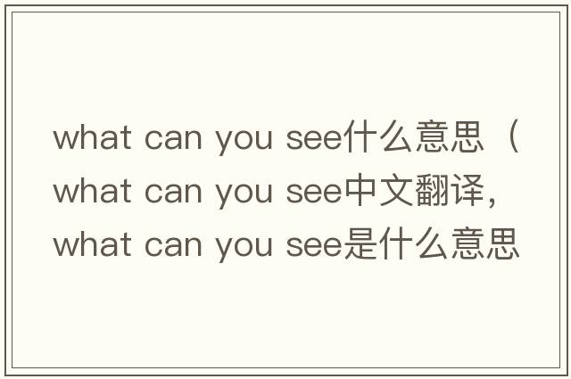 what can you see什么意思（what can you see中文翻譯，what can you see是什么意思，what can you see發(fā)音、用法及例句）