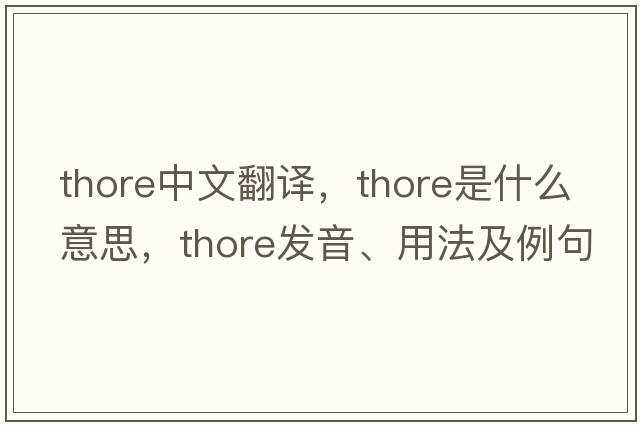 Thore中文翻譯，Thore是什么意思，Thore發(fā)音、用法及例句