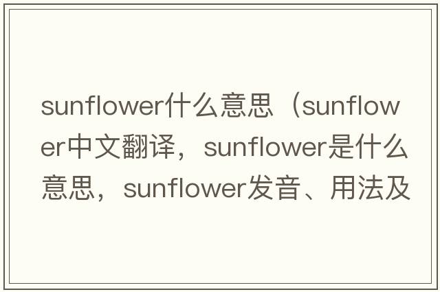 sunflower什么意思（sunflower中文翻譯，sunflower是什么意思，sunflower發(fā)音、用法及例句）