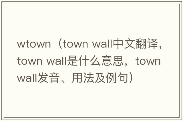 wtown（town wall中文翻譯，town wall是什么意思，town wall發(fā)音、用法及例句）