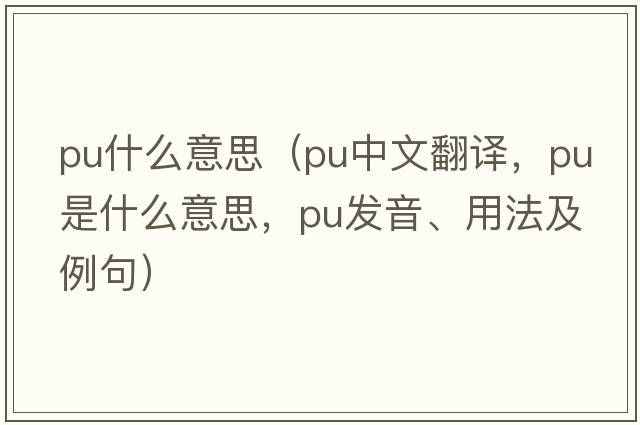 pu什么意思（pu中文翻譯，pu是什么意思，pu發(fā)音、用法及例句）