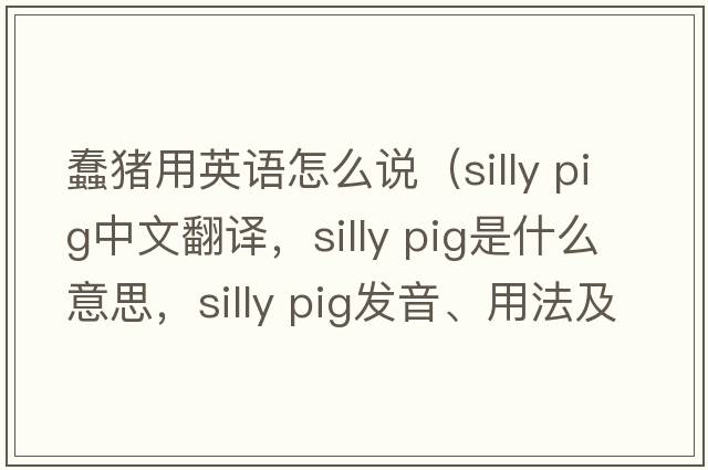 蠢豬用英語(yǔ)怎么說(shuō)（silly pig中文翻譯，silly pig是什么意思，silly pig發(fā)音、用法及例句）