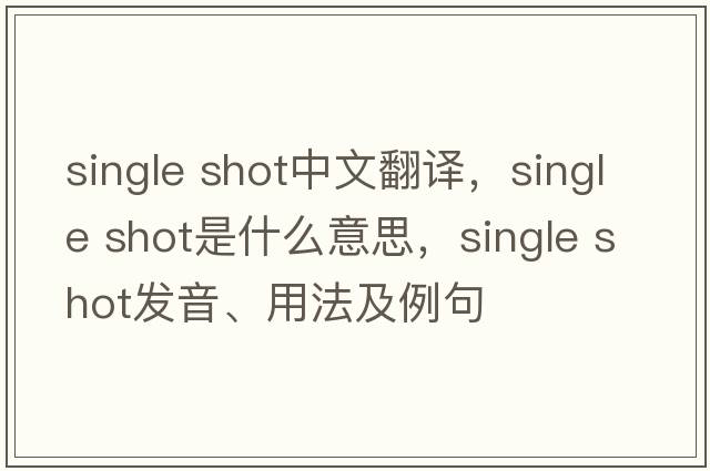 single shot中文翻譯，single shot是什么意思，single shot發(fā)音、用法及例句