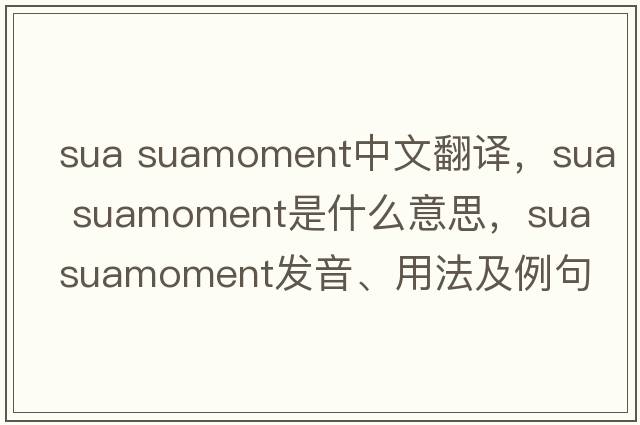 sua suamoment中文翻譯，sua suamoment是什么意思，sua suamoment發(fā)音、用法及例句