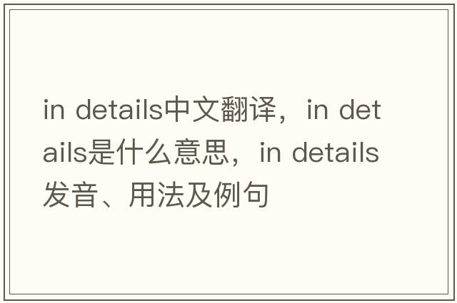 in details中文翻譯，in details是什么意思，in details發(fā)音、用法及例句