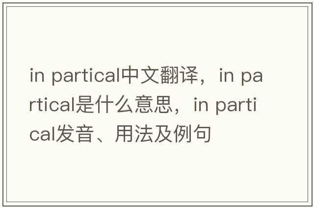 in partical中文翻譯，in partical是什么意思，in partical發(fā)音、用法及例句