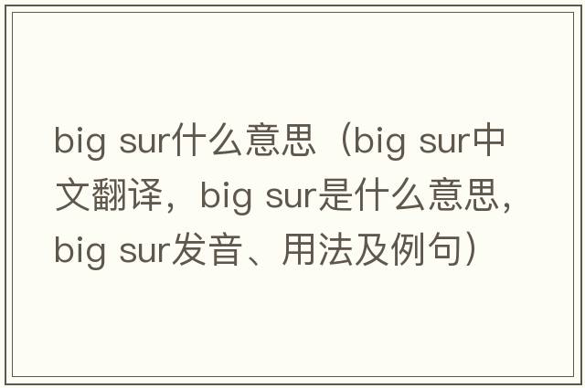 big sur什么意思（big sur中文翻譯，big sur是什么意思，big sur發(fā)音、用法及例句）