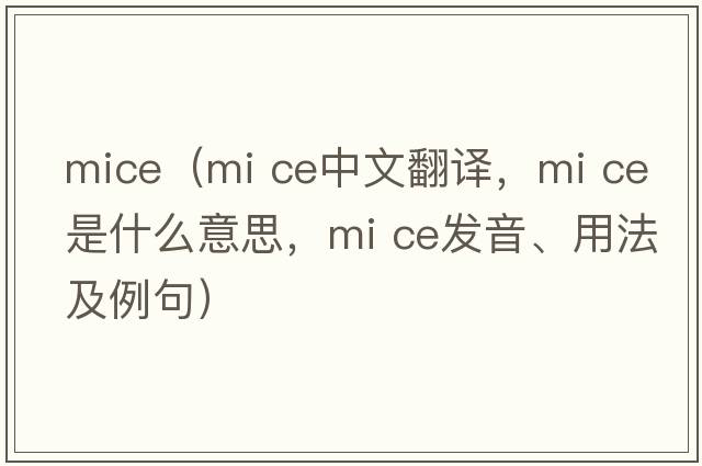 mice（mi ce中文翻譯，mi ce是什么意思，mi ce發(fā)音、用法及例句）