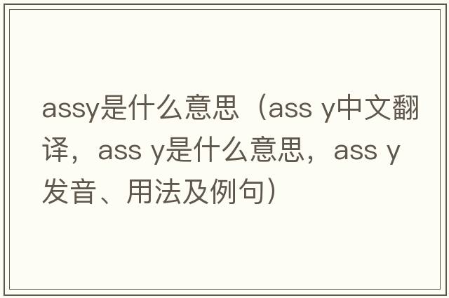assy是什么意思（ass y中文翻譯，ass y是什么意思，ass y發(fā)音、用法及例句）