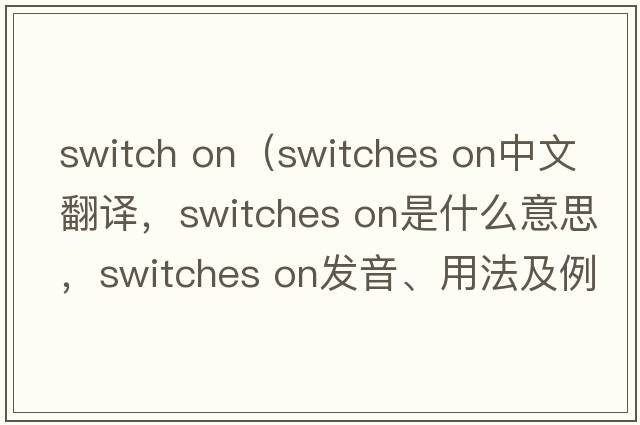 switch on（switches on中文翻譯，switches on是什么意思，switches on發(fā)音、用法及例句）