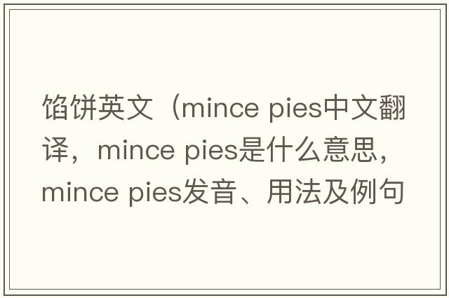 餡餅英文（mince pies中文翻譯，mince pies是什么意思，mince pies發(fā)音、用法及例句）