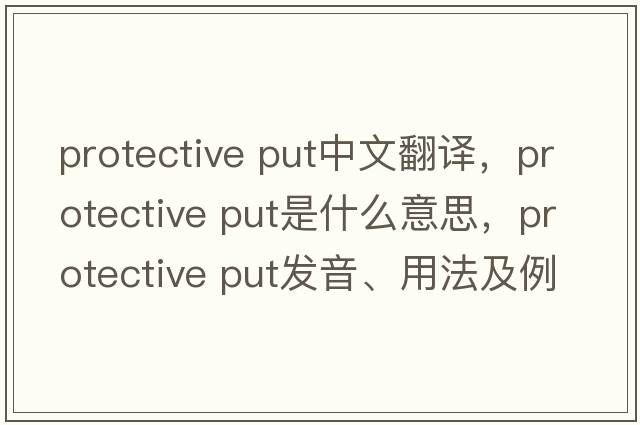 protective put中文翻譯，protective put是什么意思，protective put發(fā)音、用法及例句