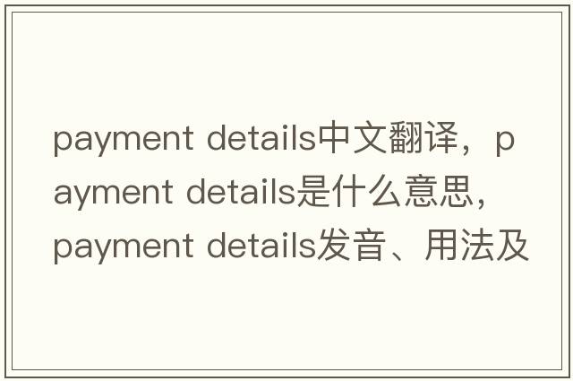 payment details中文翻譯，payment details是什么意思，payment details發(fā)音、用法及例句