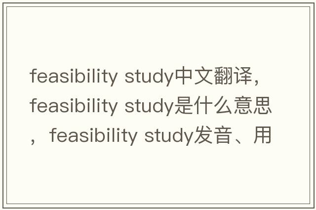 feasibility study中文翻譯，feasibility study是什么意思，feasibility study發(fā)音、用法及例句