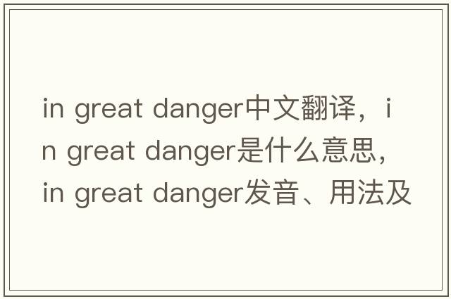 in great danger中文翻譯，in great danger是什么意思，in great danger發(fā)音、用法及例句