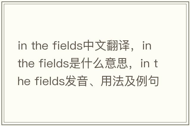 in the fields中文翻譯，in the fields是什么意思，in the fields發(fā)音、用法及例句