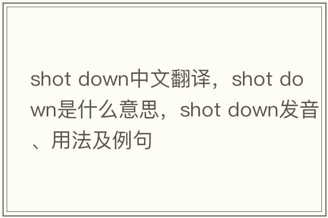 shot down中文翻譯，shot down是什么意思，shot down發(fā)音、用法及例句