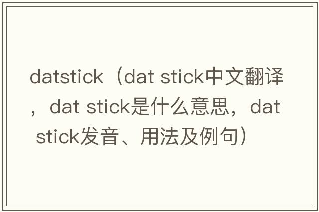 datstick（dat stick中文翻譯，dat stick是什么意思，dat stick發(fā)音、用法及例句）