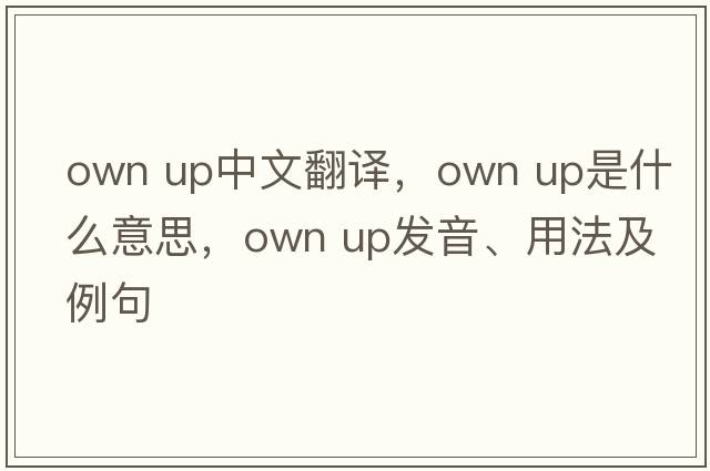 own up中文翻譯，own up是什么意思，own up發(fā)音、用法及例句