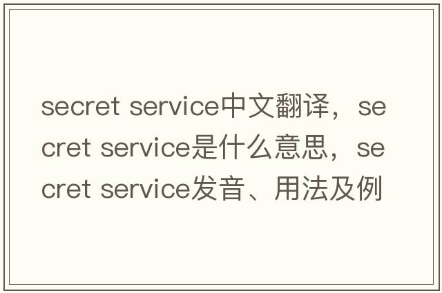 secret service中文翻譯，secret service是什么意思，secret service發(fā)音、用法及例句