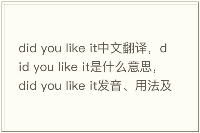 did you like it中文翻譯，did you like it是什么意思，did you like it發(fā)音、用法及例句