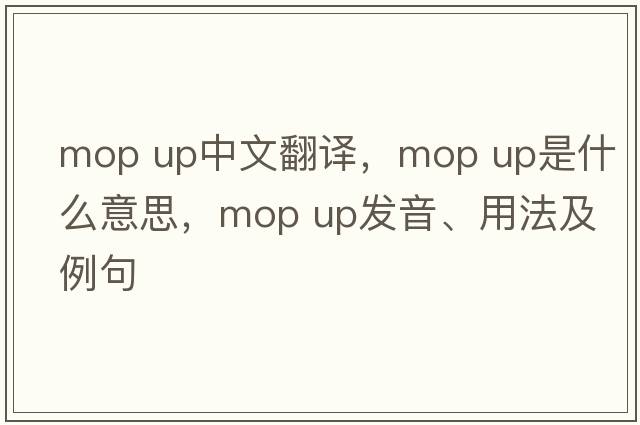 mop up中文翻譯，mop up是什么意思，mop up發(fā)音、用法及例句