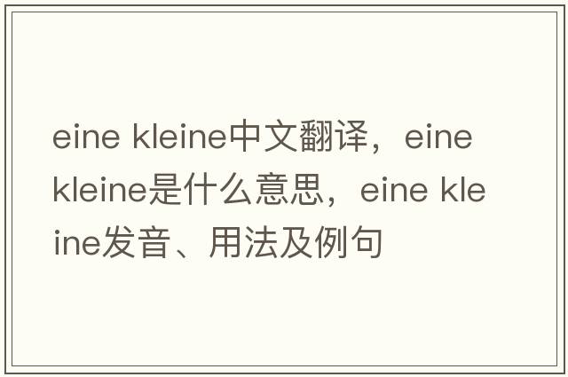 eine kleine中文翻譯，eine kleine是什么意思，eine kleine發(fā)音、用法及例句