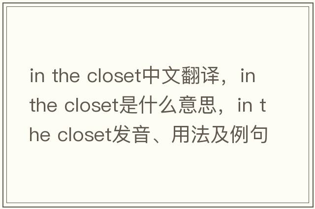 in the closet中文翻譯，in the closet是什么意思，in the closet發(fā)音、用法及例句