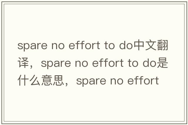spare no effort to do中文翻譯，spare no effort to do是什么意思，spare no effort to do發(fā)音、用法及例句