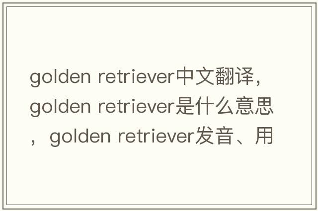 golden retriever中文翻譯，golden retriever是什么意思，golden retriever發(fā)音、用法及例句