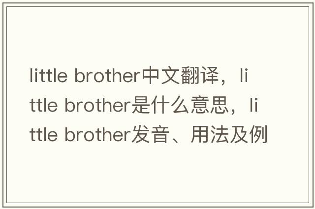 little brother中文翻譯，little brother是什么意思，little brother發(fā)音、用法及例句
