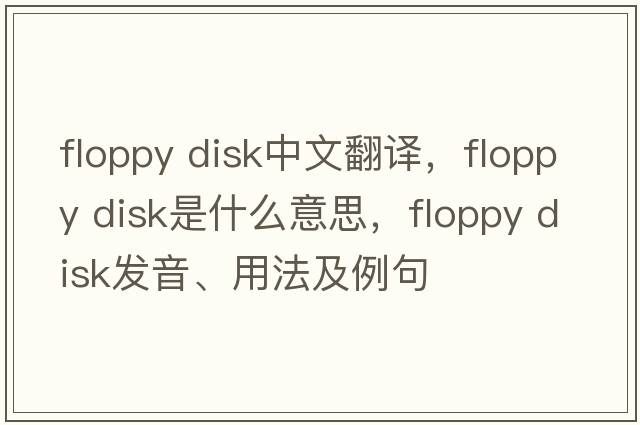 floppy disk中文翻譯，floppy disk是什么意思，floppy disk發(fā)音、用法及例句