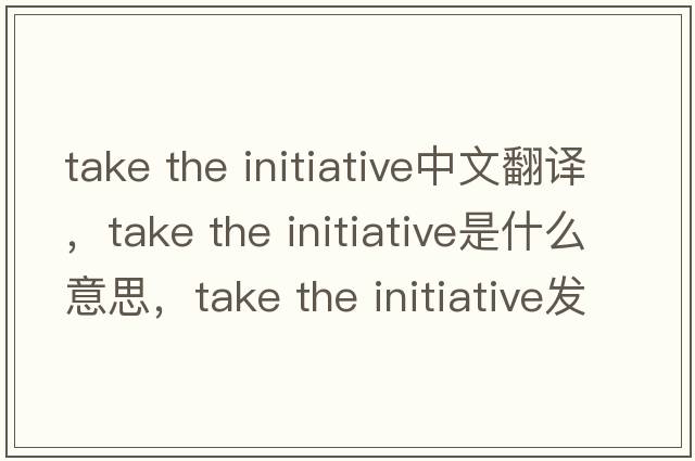 take the initiative中文翻譯，take the initiative是什么意思，take the initiative發(fā)音、用法及例句