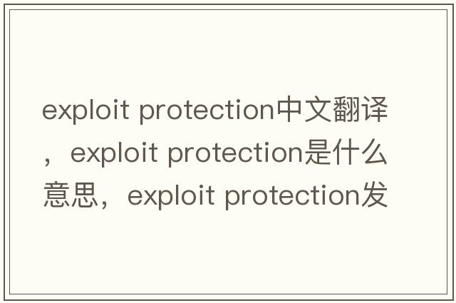 exploit protection中文翻譯，exploit protection是什么意思，exploit protection發(fā)音、用法及例句